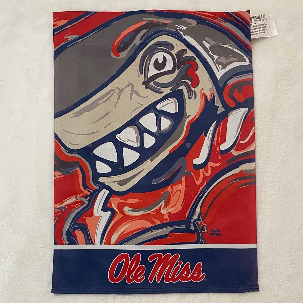 🆕 Evergreen Ole Miss University of Mississippi Rebels Shark Team Flag 18 x 12.5